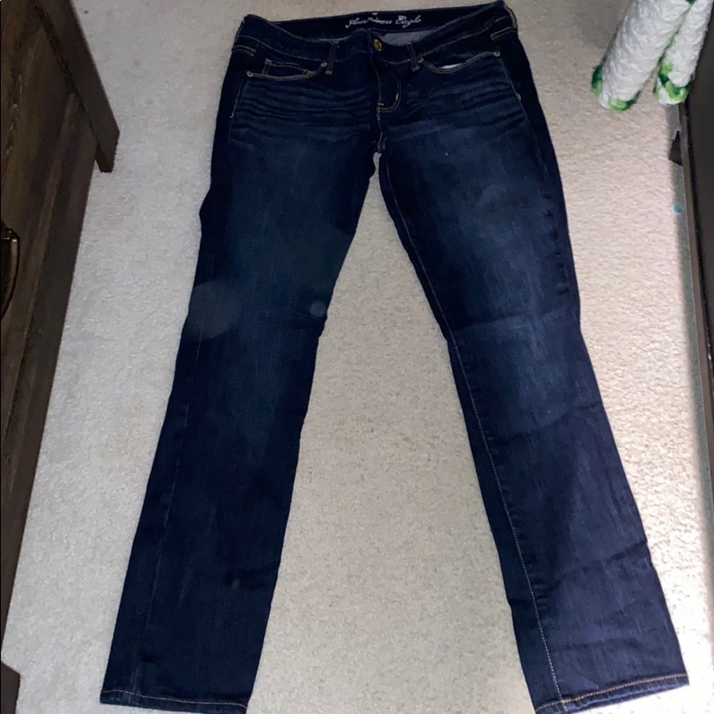 american eagle stretch skinny jeans dark wash
